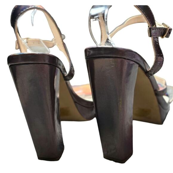 HALSTON Sardinia Vegan Leather Platform Heels size 9 metallic ombre - Picture 5 of 6